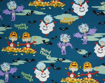 Dr Seuss Halloween Fabric, Thing 1 and Thing 2 Spooky Weird Things Licensed Quilting Cotton Fabric, Robert Kaufman
