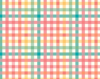 Easter Plaid Fabric, Spring Gingham Fabric, Gingham Cottage Gingham Multi Plaid on White by Riley Blake Quilting Cotton Fabric