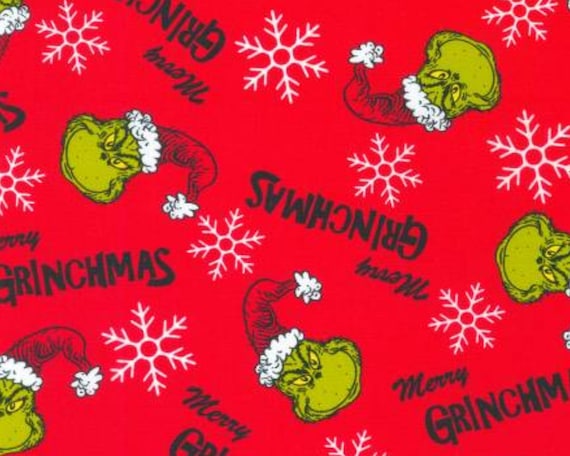 Grinch Fabric Merry Grinchmas Head Toss Dr. Seuss How the Grinch
