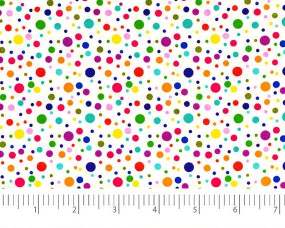 Rainbow Sprinkles Quilt Fabric - Rainbow Packed Dots on Black - A