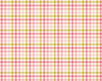 Easter Plaid Fabric, Spring Gingham Fabric, Adel in Summer Plaid in Pink by Riley Blake Quilting Cotton Fabric, Pastel Plaid Easter Fabric