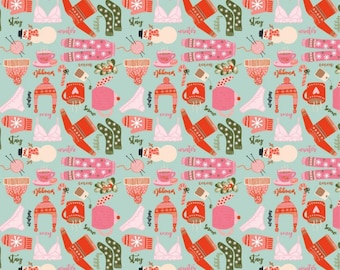Snuggle Up Buttercup Collection Mint Favorite Things by Poppie Cotton Quilting Cotton Fabric, OEKO-TEX Fabric, SB21603
