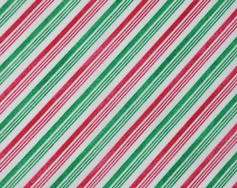 Red and Green Bias Stripe, Candy Cane Stripes Christmas Cotton Novelty Fabric