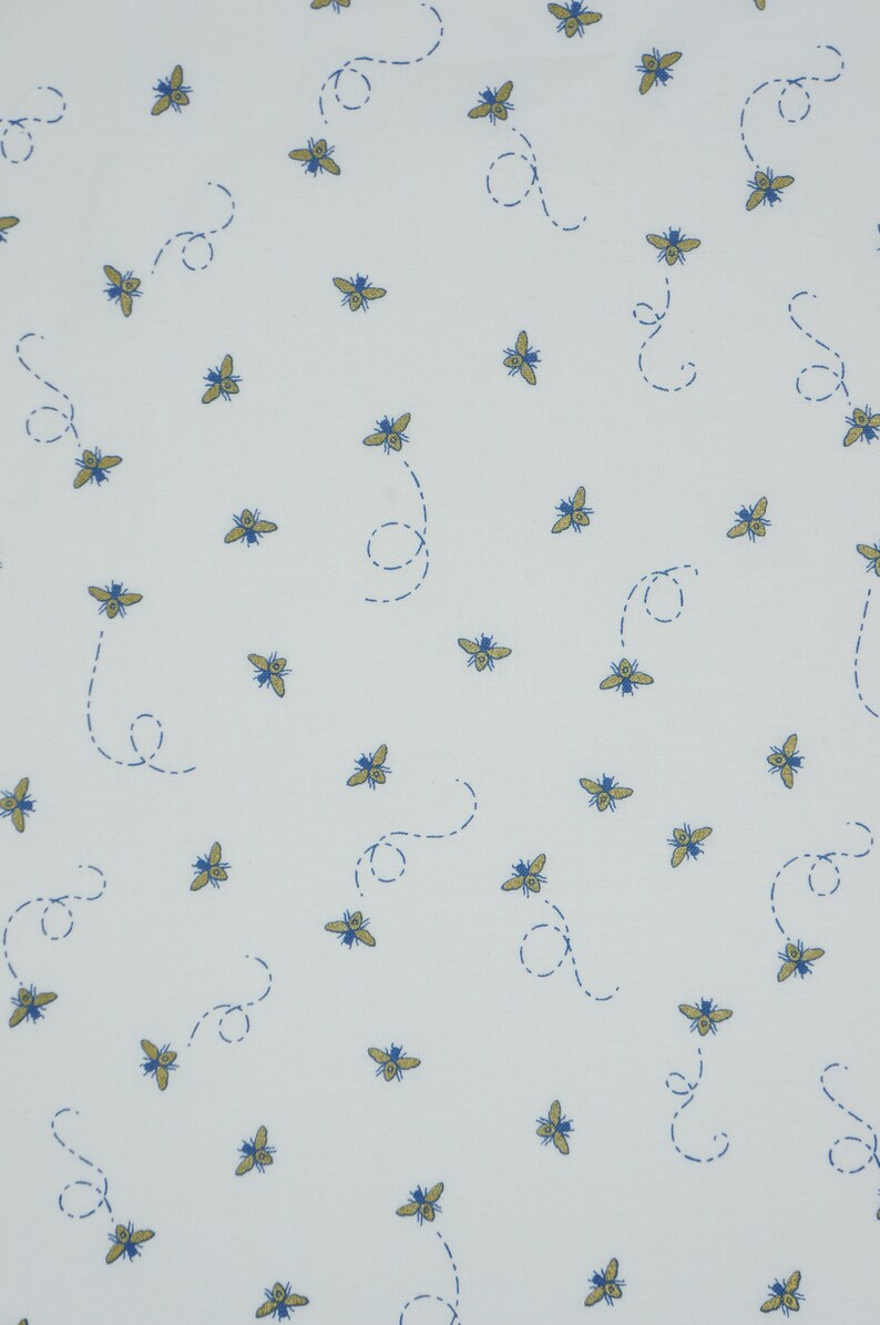 Bee Fabric Daisy Fields Gold Metallic Bees Cloud Riley Blake Etsy