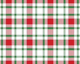 Christmas Plaid Fabric, Jingle All the Way by Fabric Editions Inc Novelty Cotton Fabric 15492-WHT