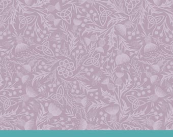Wide Back Celtic Thistle Fabric, Mono Thistle on Light Lavender Wide Back 108" by Lewis and Irene Quilting Cotton Fabric, Continuous Yardage