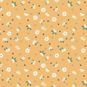 Daisy Fabric, Daisy Fields Floral Harvest Riley Blake Quilting Cotton Fabric ,Yellow Daisy Fabric SC12482