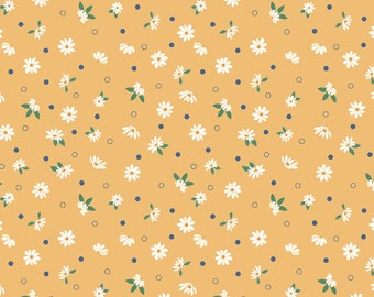 Daisy Fabric, Daisy Fields Floral Harvest with Gold Metallic Accents Riley Blake Quilting Cotton Fabric ,Yellow Daisy Fabric SC12482