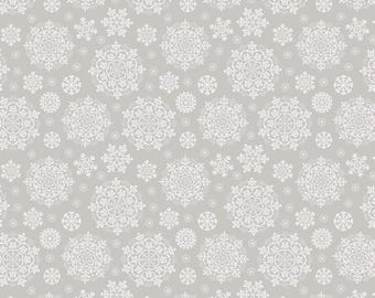 Snowflake Fabric, Snowflakes on Light Silver by Lewis and Irene Quilting Cotton Fabric, Peace & Joy Collection C111.2
