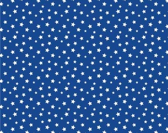 Patriotic Stars Fabric, Patriotic White Stars on Royal Blue by Benartex Quilting Cotton Fabric, Star Blender Fabric 14151B-55