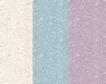 Celtic Thistle Fabric, Tone on Tone Celtic Thistle on Cream, Duck Egg or Purple A Celtic Summer by Lewis & Irene Quilting Cotton Fabric A990