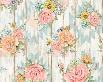 Country Floral Fabric, Highland Ranch Country Rose by Susan Winget for Springs Creative Novelty Cotton Fabric, 81424-160028