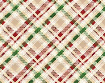 Farmhouse Plaid Fabric, Farmhouse Plaid on Cream/Multi Holiday Farmhouse Plaid by Benartex Kanvas Studio Quilting Cotton Fabric