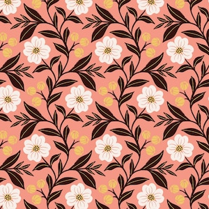 Floral Fabric, Pink Dogwood for the Honey Garden Collection by Juliana Tipton for Cloud 9 Organic Quilting Cotton Fabric 227776-X
