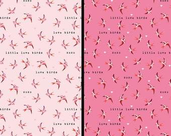 Love Birds on Pink and Light Pink by Riley Blake Designs Quilting Cotton Fabric, Valentine's Day Fabric, Love Fabric, Thinking of you