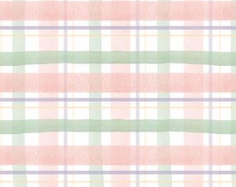 Easter Plaid Fabric, Blooming Plaid by David Textiles Novelty Cotton Fabric, Pastel Plaid Easter Fabric, WA-8075-4C-1