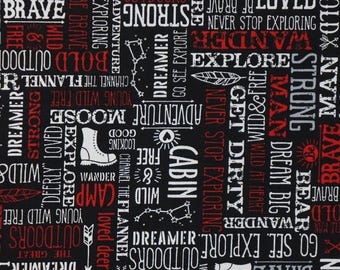 Adventure Words Blender Quilting Cotton Fabric by Riley Blake, Wild at Heart, Adventure Nursery Cotton Fabric, Explorer Fabric, Camping
