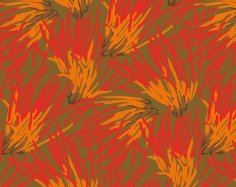 Mushroom Fabric, Fungi - Olive Green Forage by Martha Negley for Free Spirit Quilting Cotton Fabric PWMN072.OLIVE