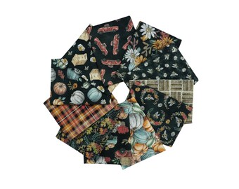 Bee and Pumpkin Fat Quarter Bundle, Late Summer Harvest Collection by Lily Ford for Blank Quilting Cotton Fabric, 11 pieces