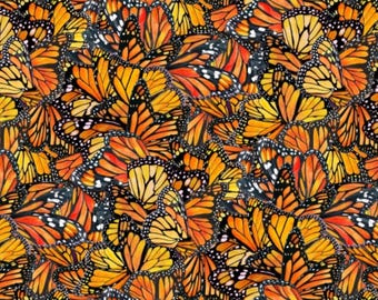 Monarch Butterfly Fabric, Monarch Butterfly Dance Wings by Elizabeth Studios Quilting Cotton Fabric, Monarch Dance 711E-MULTI
