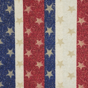 Patriotic Sparkle Stars on Stripes Novelty Cotton Fabric