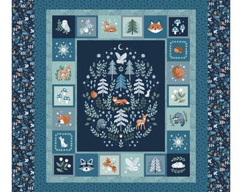 Woodland Animal Quilt Kit, Twilight Creatures Quilt Kit by Natàlia Juan Abelló for Riley Blake Designs, Beginner Quilt Kit, Panel Quilt Kit
