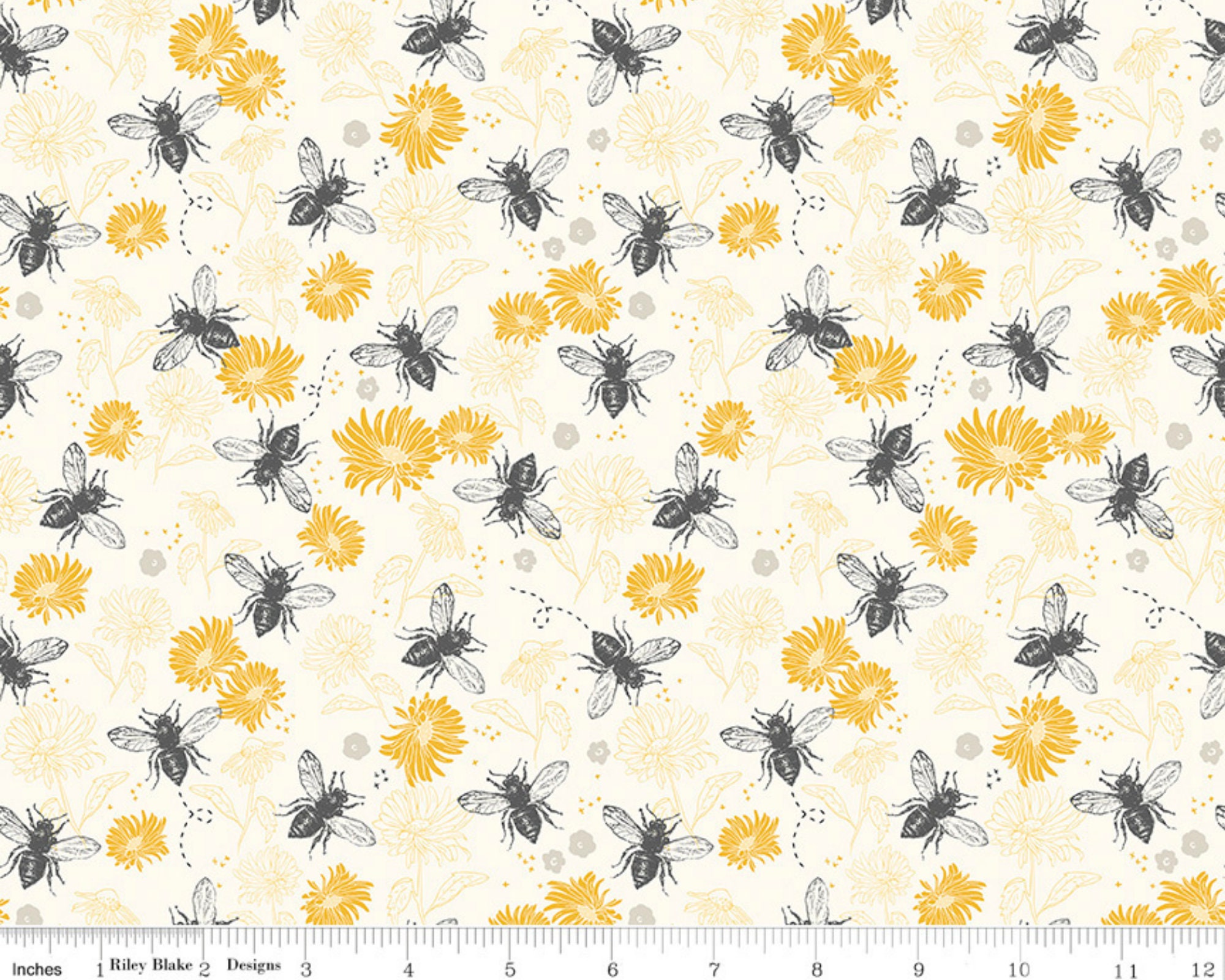 Honey Bee Floral Fabric, Riley Blake Quilting Cotton Fabric, Bee Kind, Busy  as a Bee Fabric, Queen Bee Fabric, Bee Hive Fabric, Bee Fabric