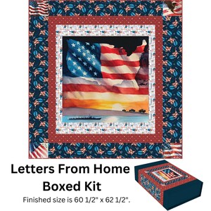 Patriotic Quilt Kit, Letters from Home Panel Quilt Kit by Riley Blake Quilting Cotton Fabric, Quilt of Valor Quilt Kit, Beginner Quilt Kit