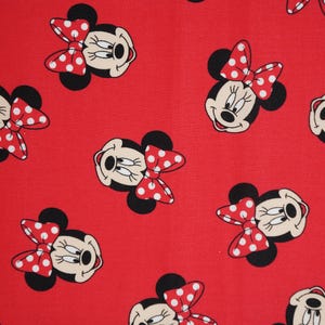 Minnie Mouse Fabric, Minnie Heads Tossed on Red Licensed Disney by Springs Creative Novelty Cotton Fabric 65625-D65028