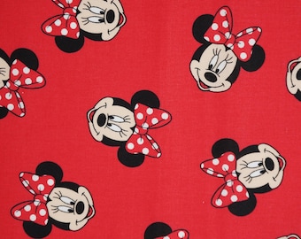 Minnie Mouse Fabric, Minnie Heads Tossed on Red Licensed Disney by Springs Creative Novelty Cotton Fabric 65625-D65028