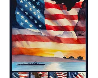 Patriotic Panel, Letters from Home Panel by Vickie Gifford Riley Blake Quilting Cotton Fabric, Quilt of Valor Fabric, PD15616