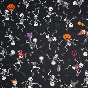 Dancing Halloween Skeletons Novelty Cotton Fabric by Fabric Traditions, Skeletons in Halloween Costumes image 4