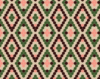 Honeycomb Fabric, Honeycomb on Natural Honey Garden Collection by Juliana Tipton for Cloud 9 Organic Quilting Cotton Fabric 227775-X