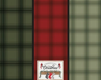 Farmhouse Christmas Plaid on Red, Forest Green and Sage by Echo Park Paper Co for Riley Blake Quilting Cotton Fabric, C10955