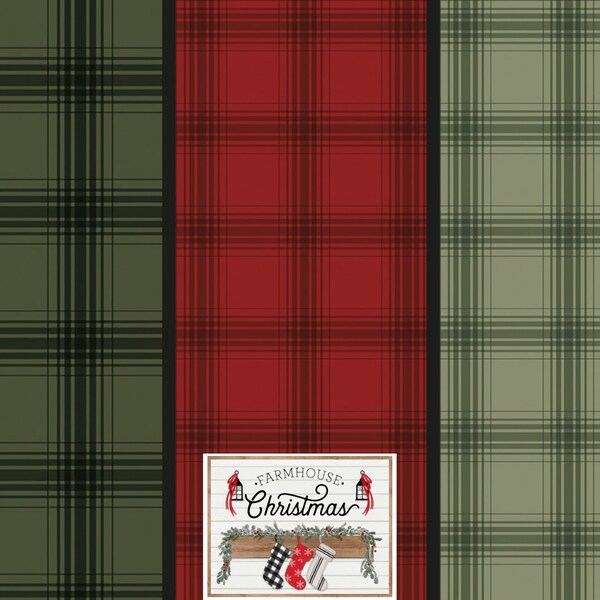 Farmhouse Christmas Plaid on Red, Forest Green and Sage by Echo Park Paper Co for Riley Blake Quilting Cotton Fabric, C10955