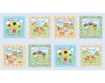 Gardening and Bee Panel, Meant to Bee 24" Panel Quilting Squares by Michael Miller Quilting Cotton Fabric, DDC12007-MULT