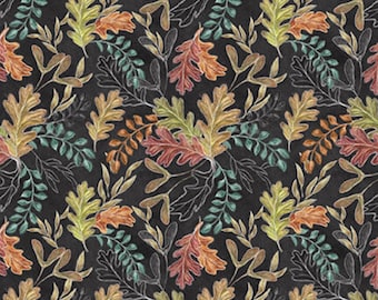 Fall Leaves Fabric, Autumn Leaves on Charcoal Late Summer Harvest Collection by Blank Quilting Cotton Fabric Thanksgiving Fabric Fall Fabric