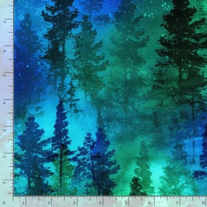 Northern Lights Wideback Fabric, Aurora Forest Trees by Timeless Treasures Quilting Cotton Fabric, Aurora Borealis Fabric, CD8960-GREEN imagem 2