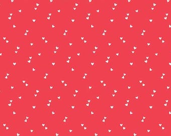 Heart Blender Fabric, Valentine Hearts on Red Seasonal Basics by Riley Blake Quilting Cotton Fabric C655-RED