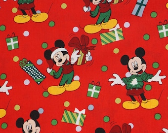 Mickey Mouse with Presents and Ugly Christmas Sweater Disney Licensed by Springs Creative Christmas Novelty Cotton Fabric