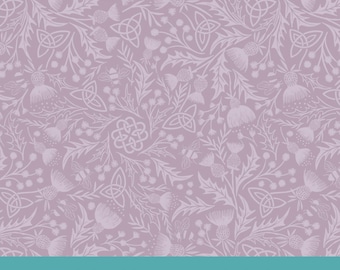 Wide Back Celtic Thistle Fabric, Mono Thistle on Light Lavender Wide Back 108" by Lewis and Irene Quilting Cotton Fabric, Continuous Yardage