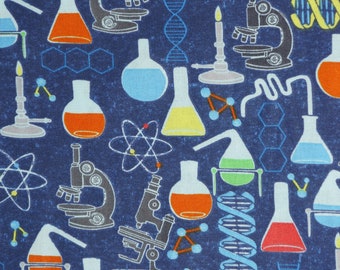 Chemistry Fabric, Chemistry and Science on Blue Novelty Cotton Fabric, Chemistry Fabric, Math Fabric, Smart Fabric, Lab Fabric