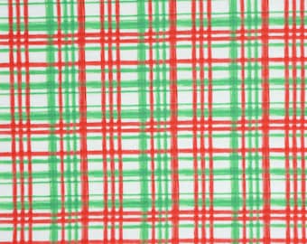 Christmas Plaid Fabric, Red and Green Plaid on White by Timeless Treasures Quilting Cotton Fabric C8986-WHITE