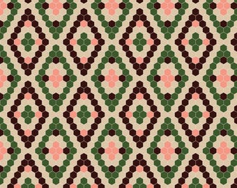 Honeycomb Fabric, Honeycomb on Natural Honey Garden Collection by Juliana Tipton for Cloud 9 Organic Quilting Cotton Fabric 227775-X