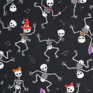 Dancing Halloween Skeletons Novelty Cotton Fabric by Fabric Traditions, Skeletons in Halloween Costumes image 3