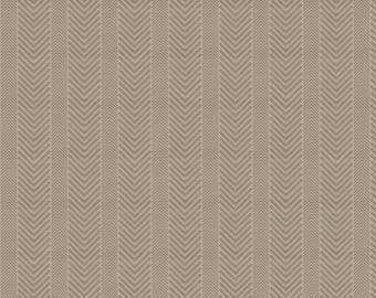 Herringbone Fabric, Herringbone on Beach Brown Wake by the Lake Quilting Cotton by Riley Blake Quilting Cotton Fabric, C14893-BEACH