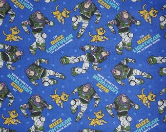 Buzz Lightyear and Sox Disney and Pixar Toy Story Licensed Springs Creative Novelty Cotton Fabric, Toy Story Fabric, Buzz Fabric