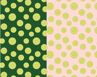 Pickleball Fabric, Pickleball Balls on Pink or Green by My Mind's Eye for Riley Blake Quilting Cotton Fabric C16204