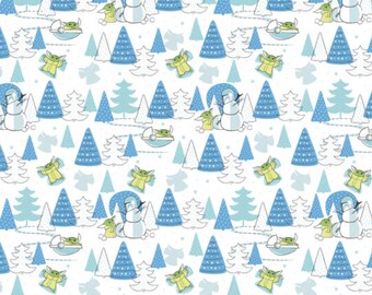 Baby Yoda Christmas Star Wars Child Snow Day Licensed by Camelot Fabrics Quilting Cotton Fabric