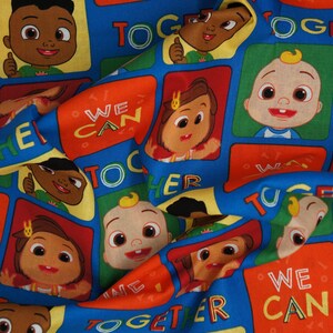 Cocomelon Fabric, Together Block Kids Licensed by David Textiles, Inc Novelty Cotton Fabric, JJ Fabric, Cody and Nina Cocomelon, imagem 6